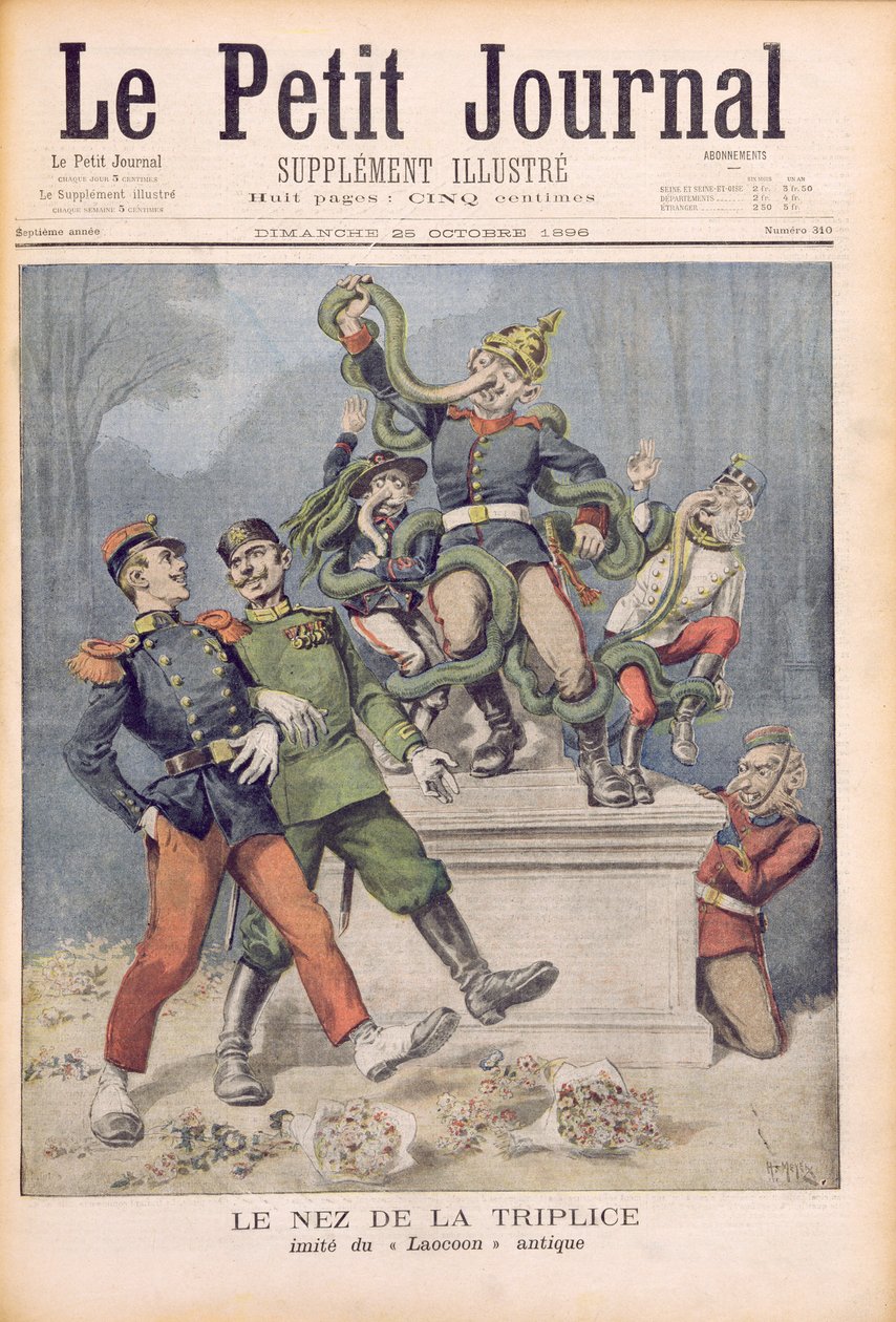 O Nariz dos Aliados, após Laocoon, de &39;Le Petit Journal&39;, 25 de outubro de 1896 de Fortune Louis Meaulle and Henri Meyer