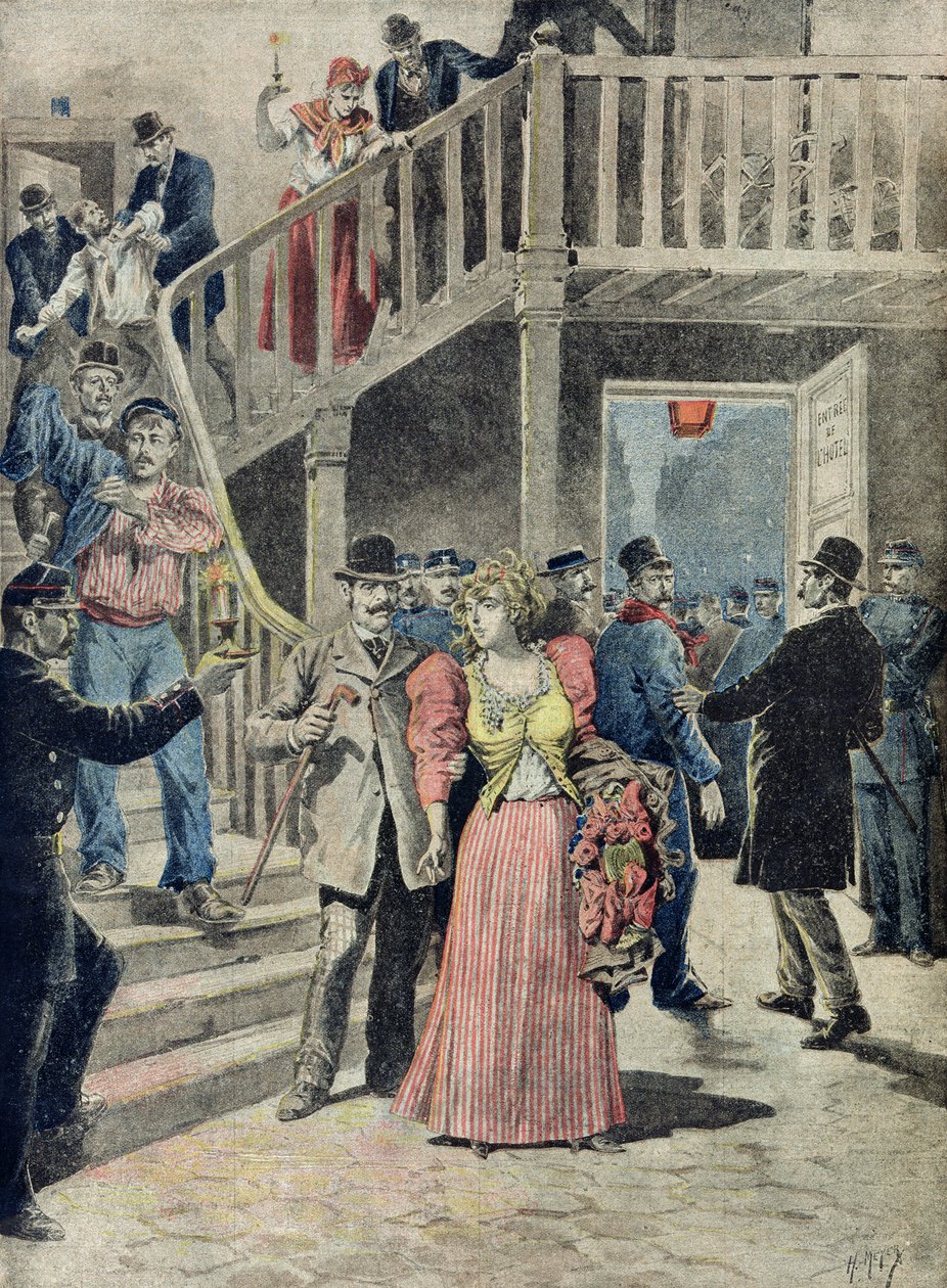 A prisão de prostitutas em hotéis parisienses, do &39;Le Petit Journal&39;, 4 de agosto de 1895 de Fortune Louis Meaulle and Henri Meyer