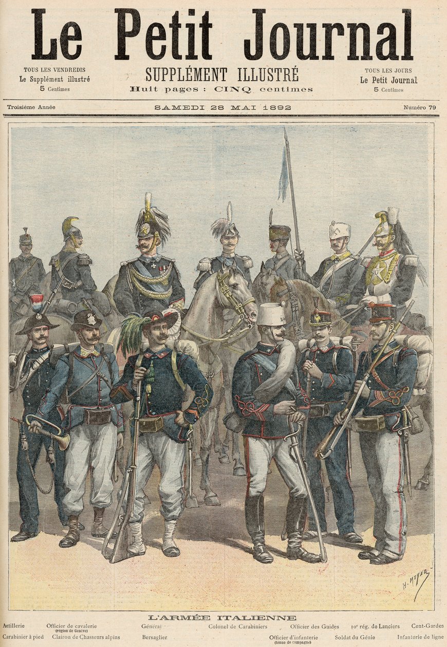 O Exército Italiano, de &39;Le Petit Journal&39;, 28 de maio de 1892 (cor lito) de Fortune Louis Meaulle and Henri Meyer