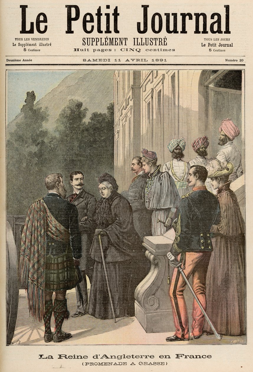 A Rainha da Inglaterra na França: Um Passeio em Grasse, de &39;Le Petit Journal&39;, 11 de abril de 1891 de Fortune Louis Meaulle and Henri Meyer