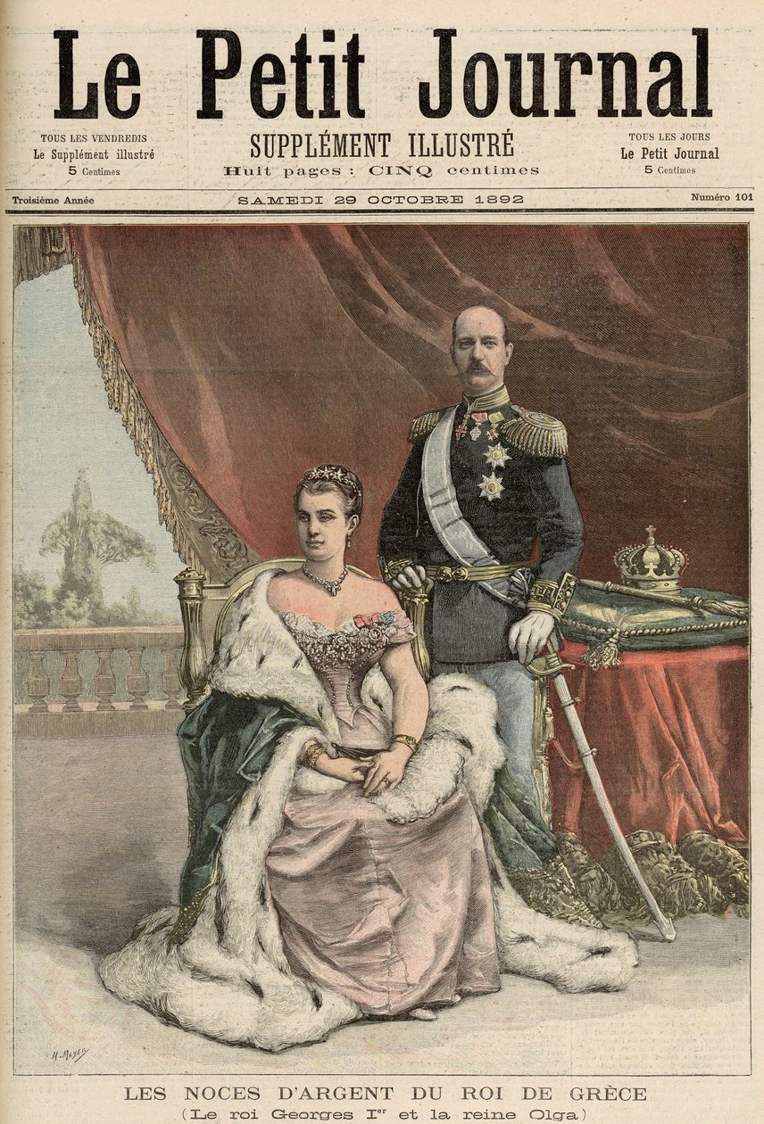 O Aniversário de Casamento de Prata do Rei da Grécia, de &39;Le Petit Journal&39;, 29 de outubro de 1892 de Fortune Louis Meaulle and Henri Meyer