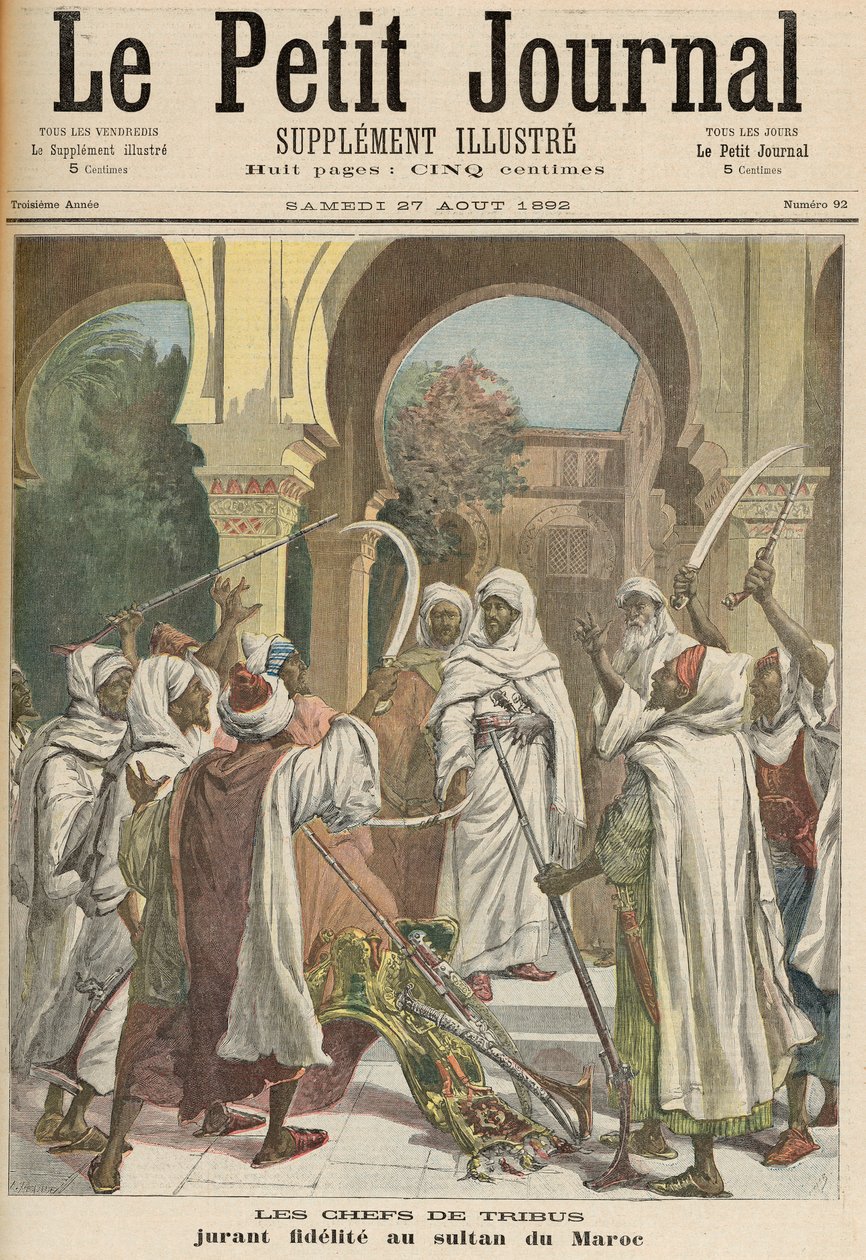 Os chefes tribais jurando fidelidade ao sultão de Marrocos, de &39;Le Petit Journal&39;, 27 de agosto de 1892 de Fortune Louis Meaulle and Henri Meyer