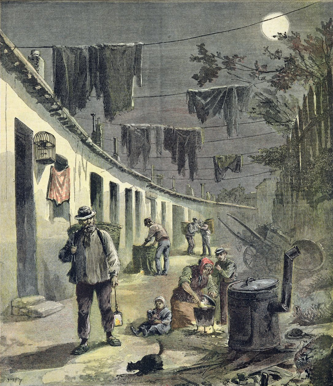 Os trapeiros de Paris, ilustração do suplemento ilustrado do Le Petit Journal, 27 de agosto de 1892 de Fortune Louis Meaulle and Henri Meyer