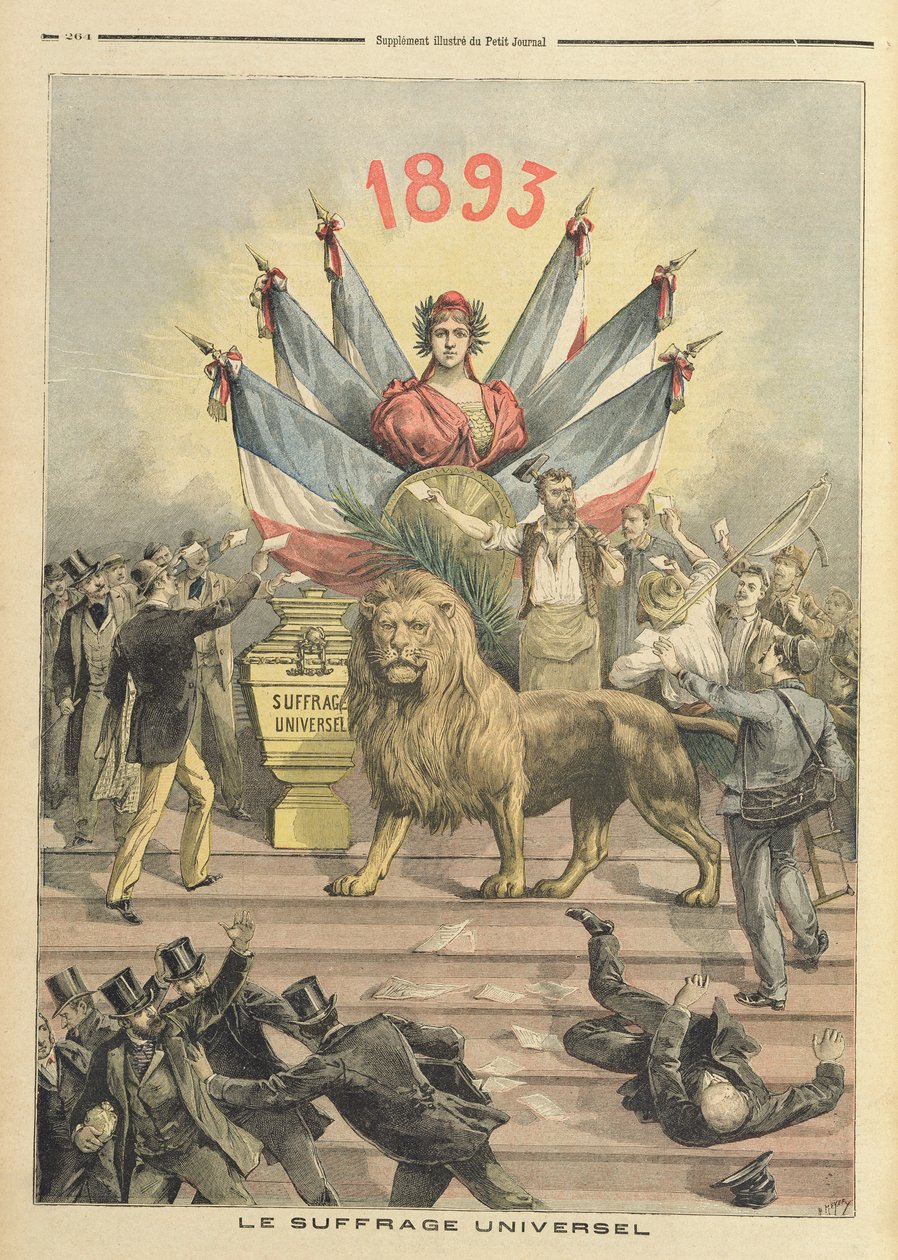 Sufrágio Universal, ilustração do suplemento de &39;Le Petit Journal&39;, 19 de agosto de 1893 de Fortune Louis Meaulle and Henri Meyer