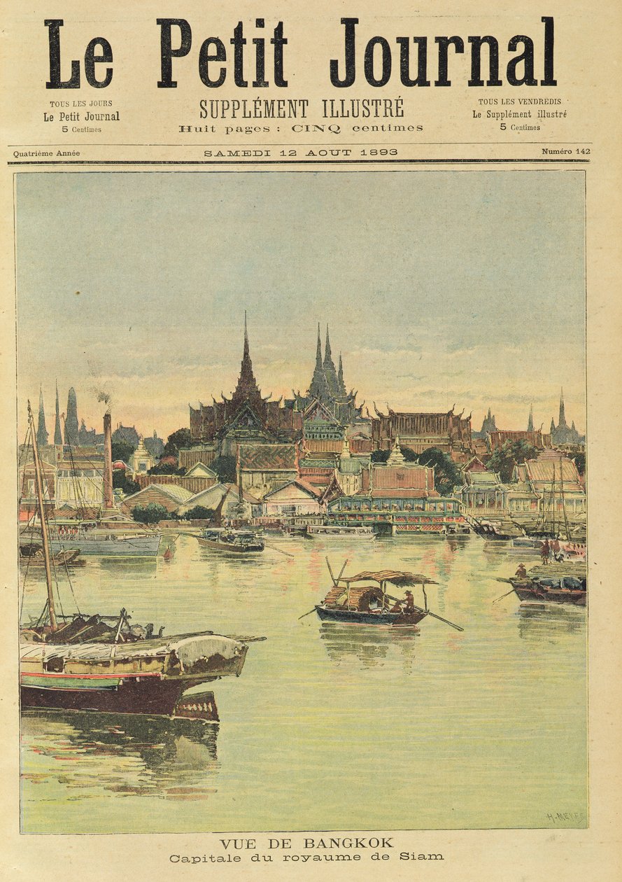 Vista de Bangkok, de &39;Le Petit Journal&39;, 12 de agosto de 1893 de Fortune Louis Meaulle and Henri Meyer
