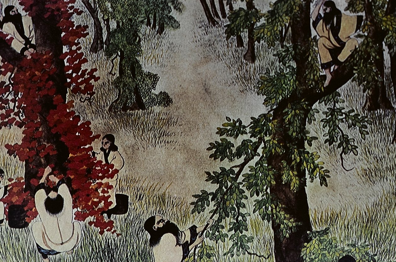 Os grandes líderes dos Ainu do século XVIII: Itokoi e Shinichi de Akkeshi, Chosama de Uraashibetsu e Shonko de Noshappu, nomeadamente, ilustração de Fosco Maraini
