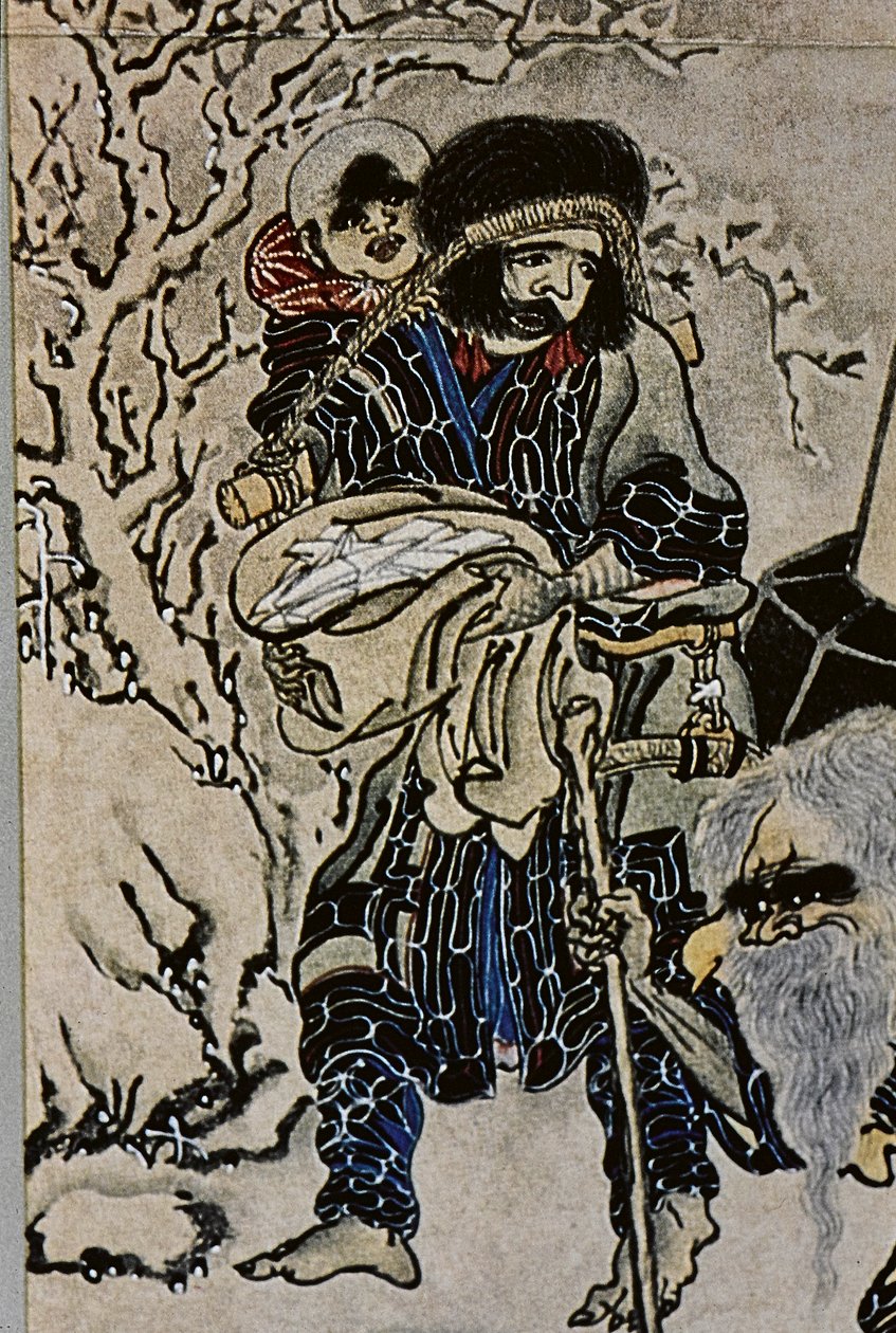 Os grandes líderes dos Ainu do século XVIII: Itokoi e Shinichi de Akkeshi, Chosama de Uraashibetsu e Shonko de Noshappu, nomeadamente, ilustração de Fosco Maraini