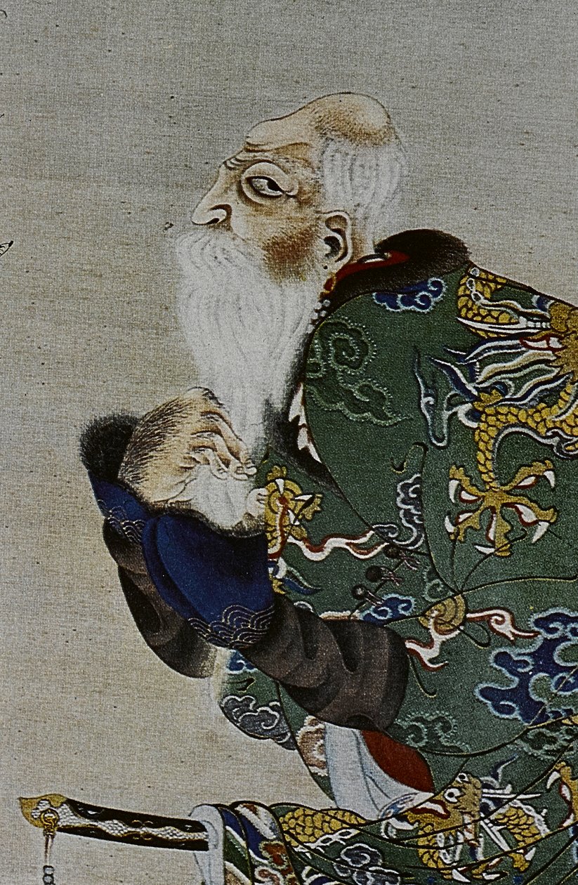Os grandes líderes dos Ainu do século XVIII: Itokoi e Shinichi de Akkeshi, Chosama de Uraashibetsu e Shonko de Noshappu, nomeadamente, ilustração de Fosco Maraini