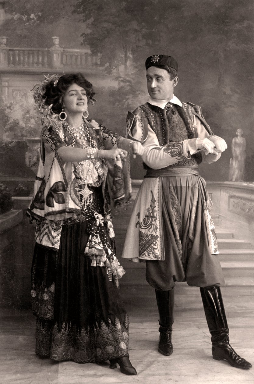 Lily Elsie e Joseph Coyne em A viúva alegre, 1908. de Foulsham and Banfield