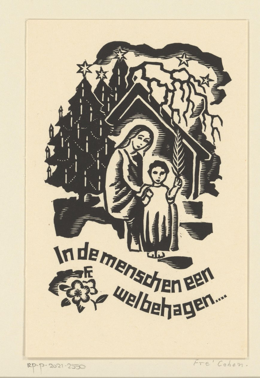 Cartão de Natal de 1933 de Bernard W.M. Ottevanger de Fré Cohen