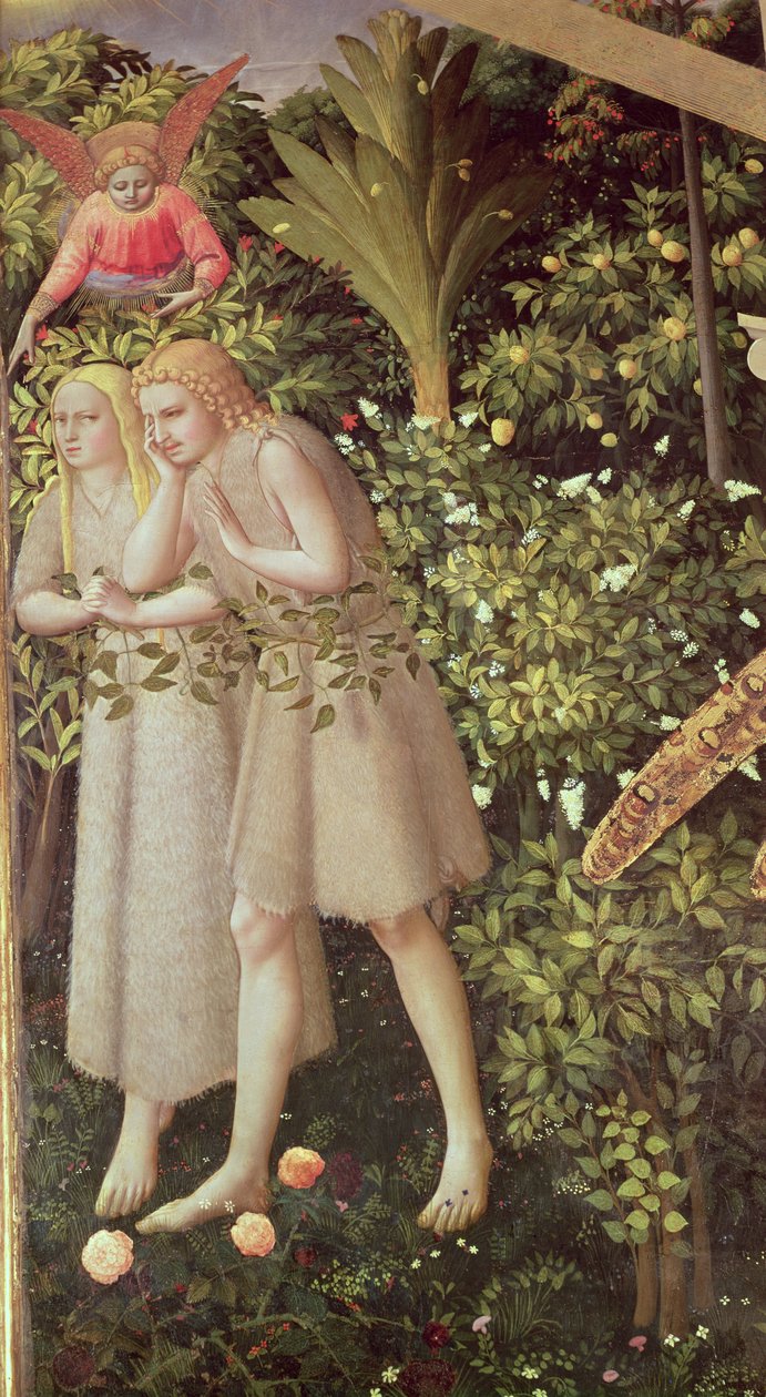 Adão e Eva Expulsos do Paraíso, detalhe da Anunciação, c.1430-32 de Fra Angelico