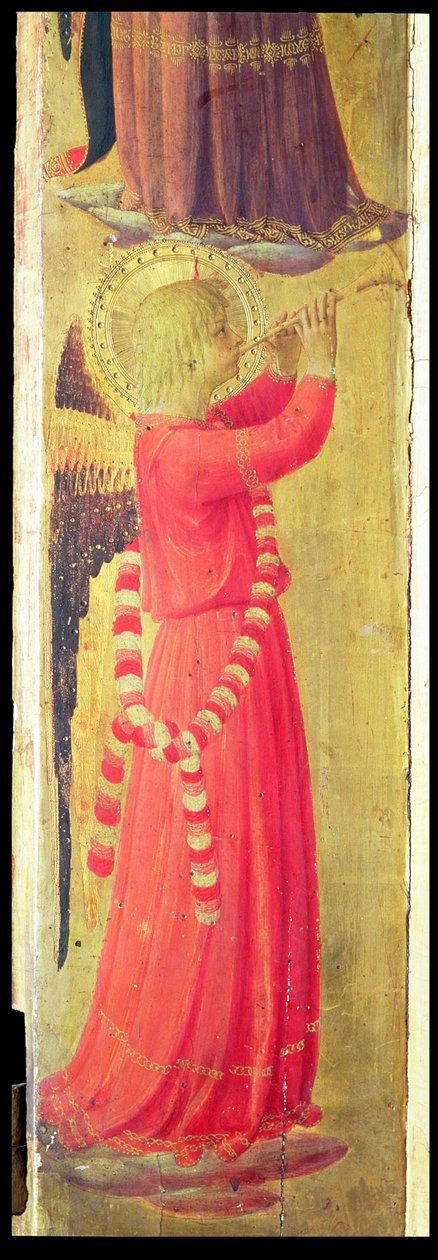 Angel Playing a Pipe, do Tríptico Linaiuoli, 1433 (têmpera no painel) (detalhe) de Fra Angelico