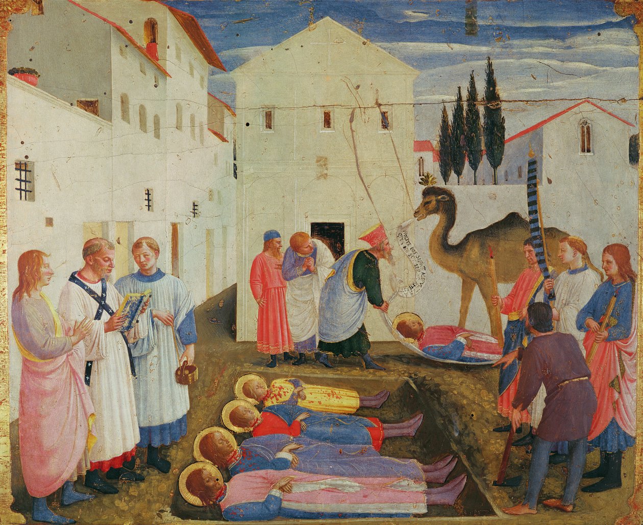 Enterro de SS. Cosimo e Damian (têmpera no painel) de Fra Angelico