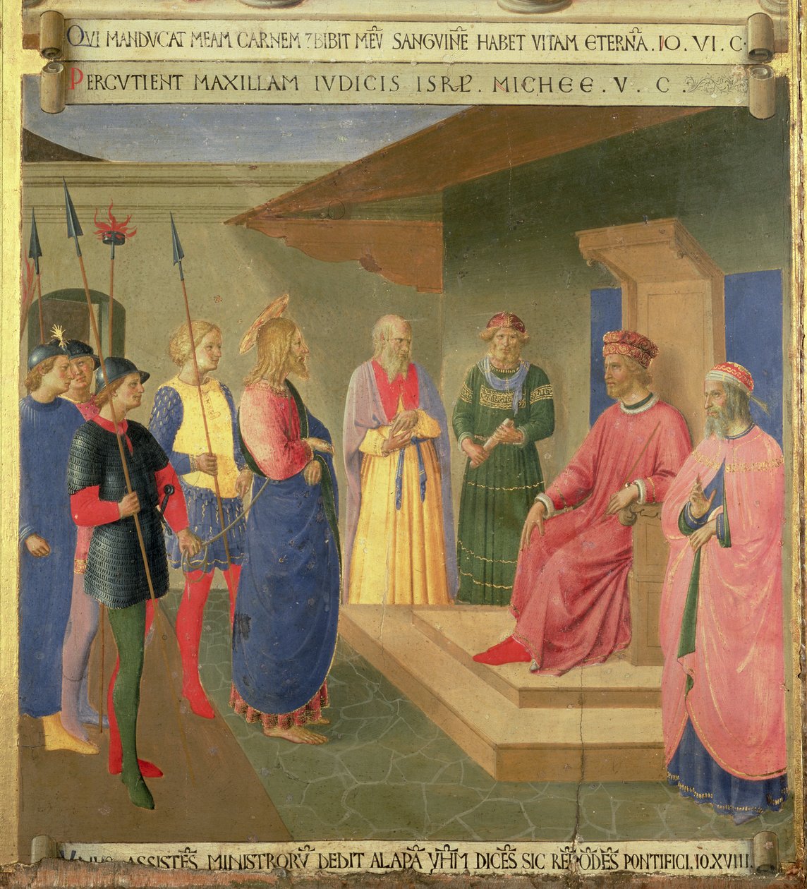 Cristo Antes de Caiaphus, detalhe do painel três do Tesouro de Prata de Santissima Annunziata, c.1450-53 (tempera no painel) de Fra Angelico