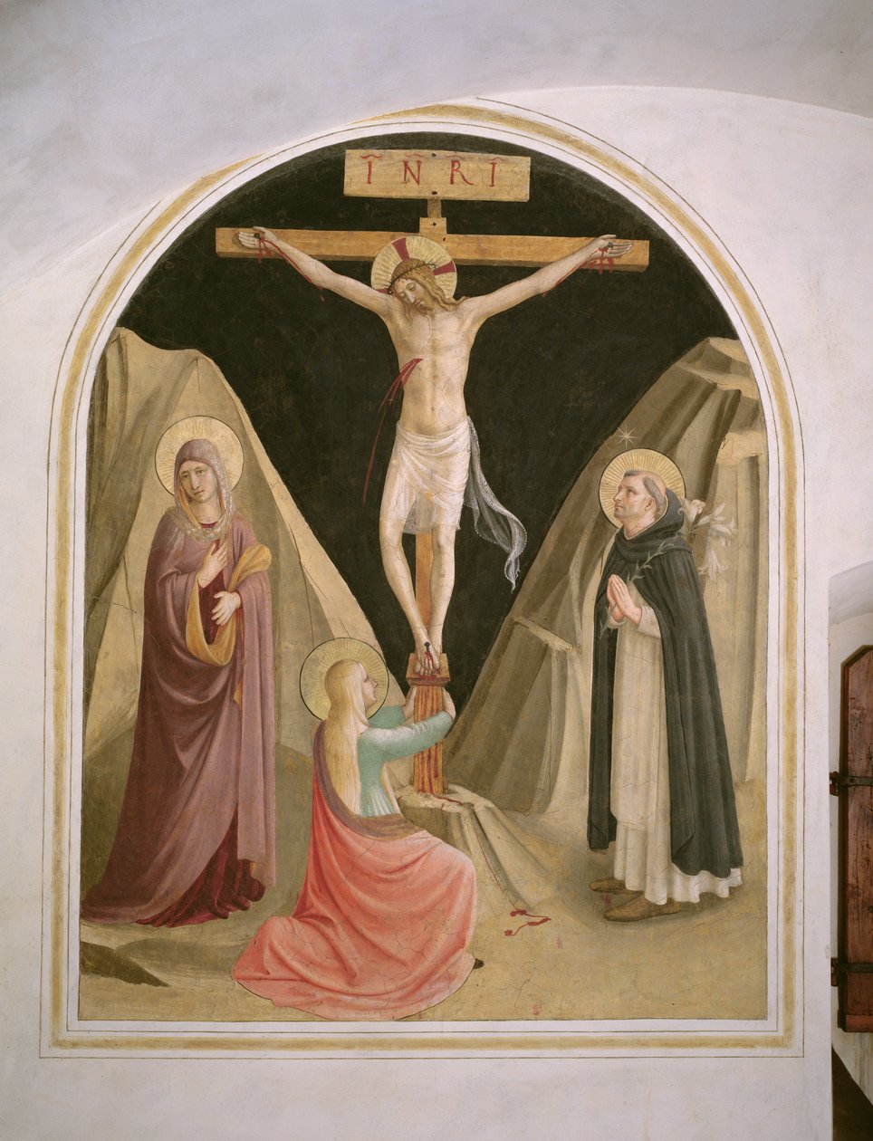 Crucificação com São Domingos, da célula 25 de Fra Angelico