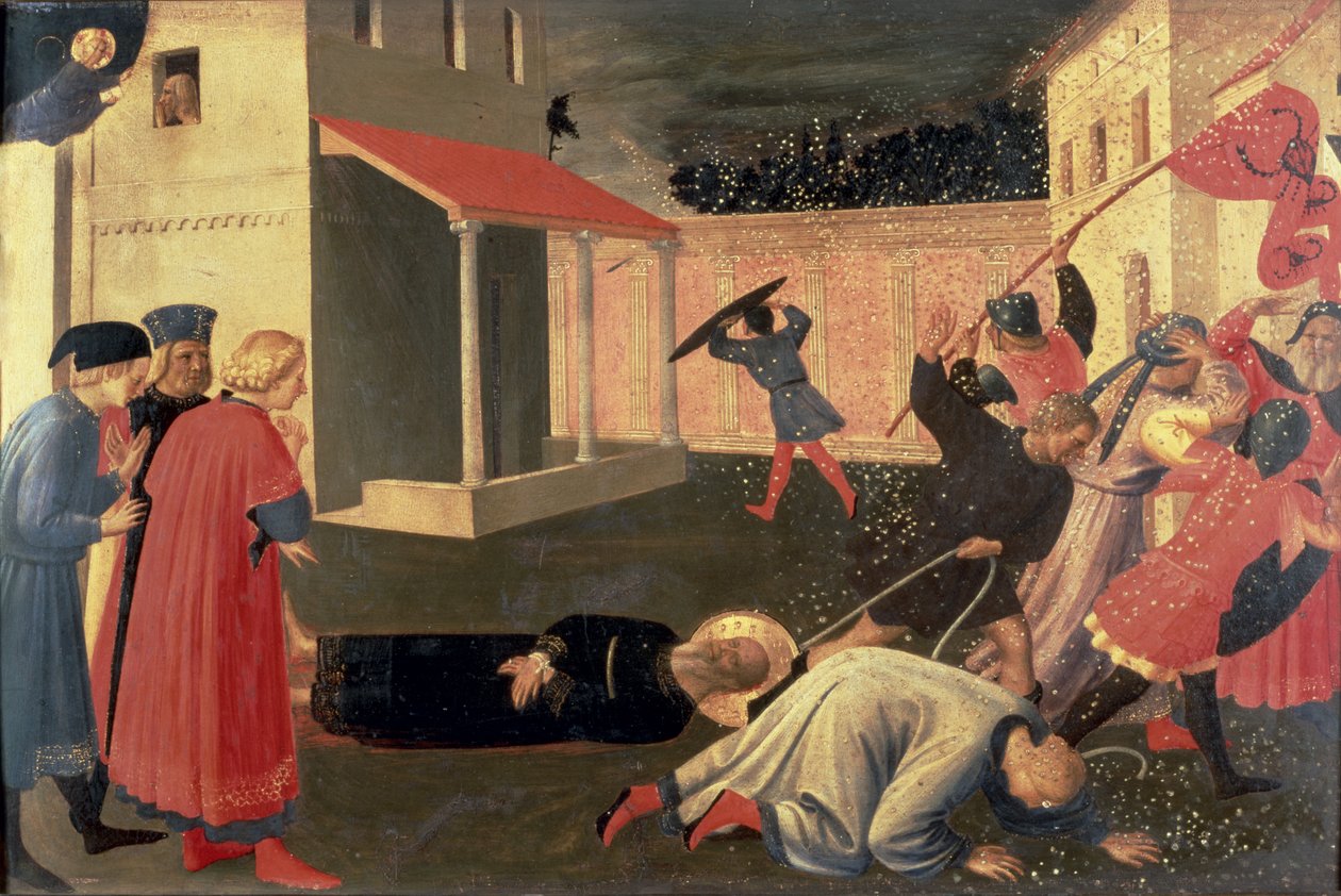 Detalhe do Tríptico de Linaiuoli, predella mostrando o Martírio de São Marcos, 1433 (têmpera no painel) de Fra Angelico