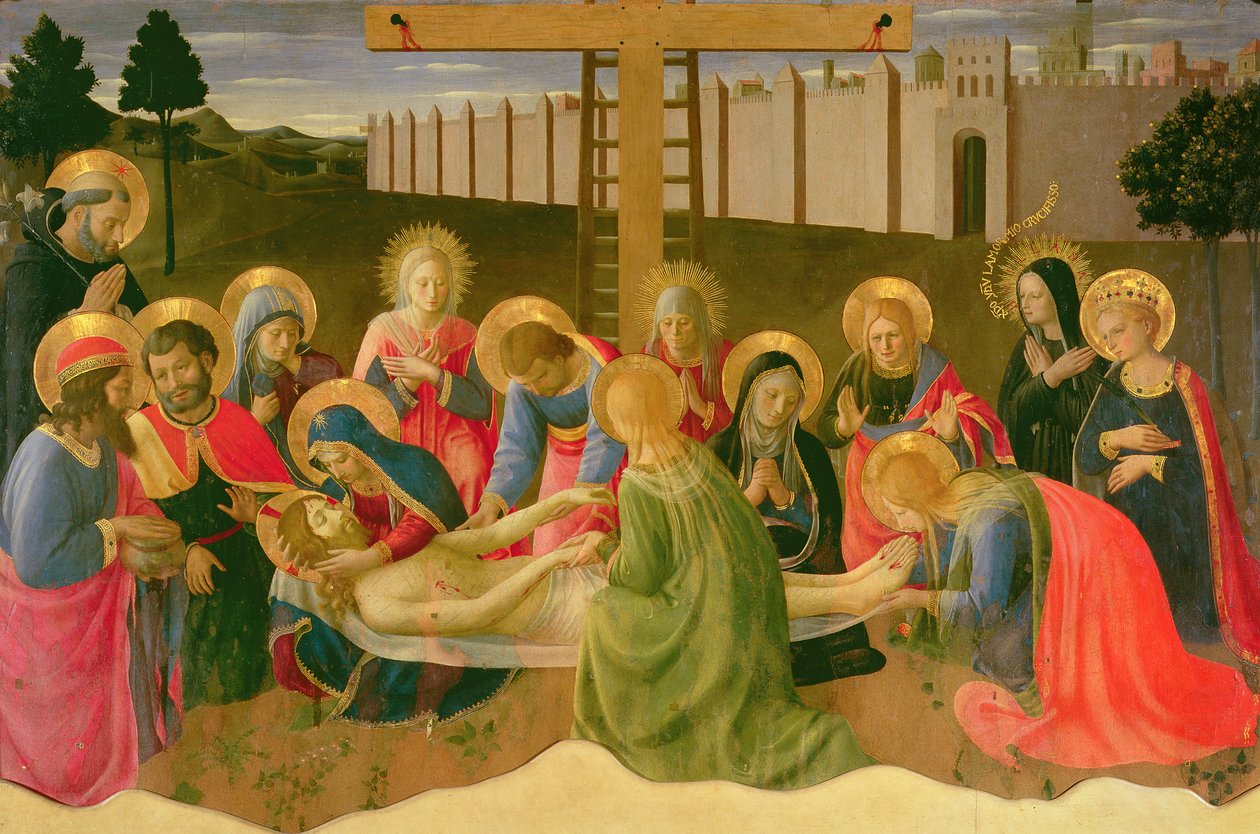 Lamentação sobre o Cristo Morto, 1436-41 (tempera no painel) de Fra Angelico