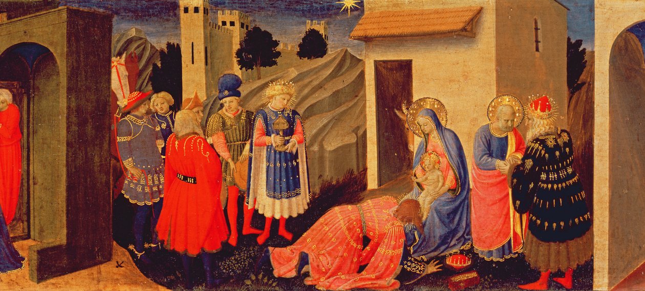 Painel Predella à Anunciação mostrando a Adoração dos Magos de Fra Angelico