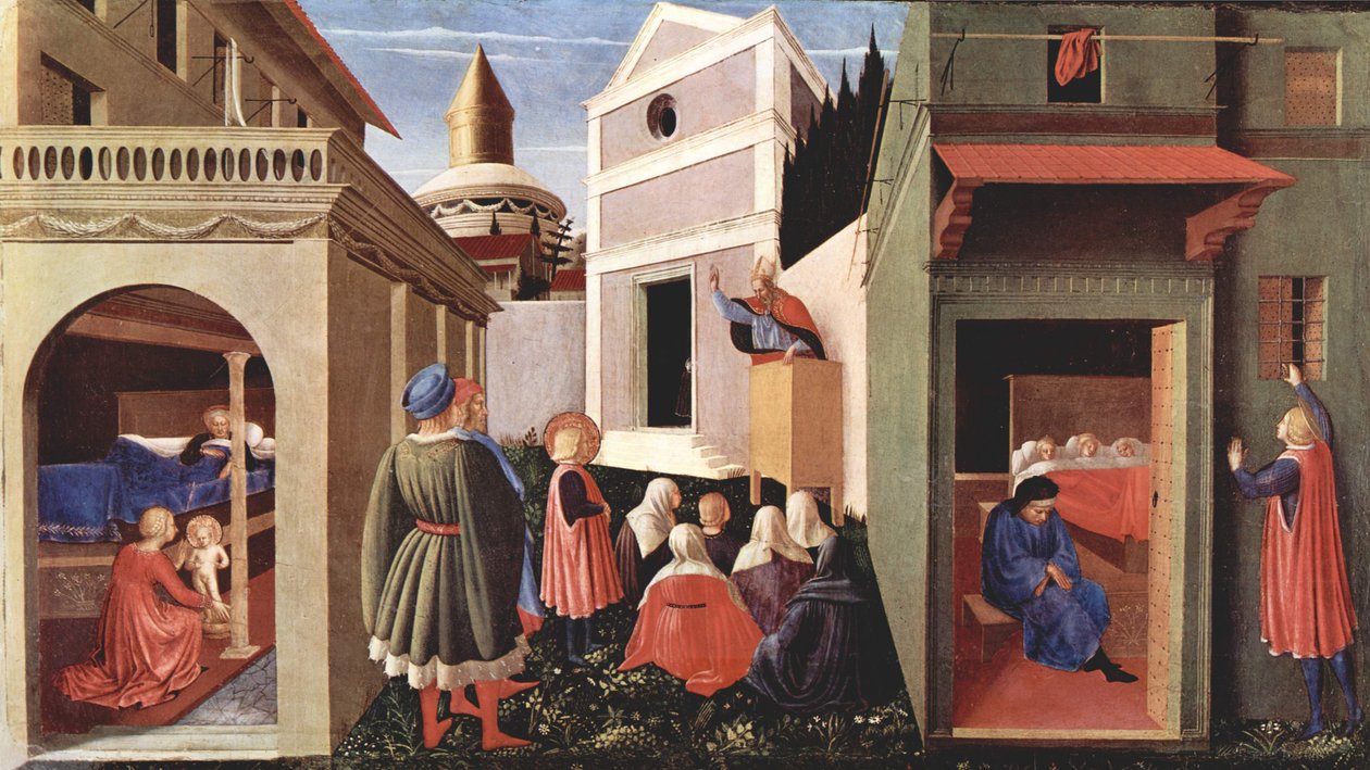 Predellatafel do tríptico de San Domenico em Perugia para a vida de São Nicolau de Bari, cena de Fra Angelico