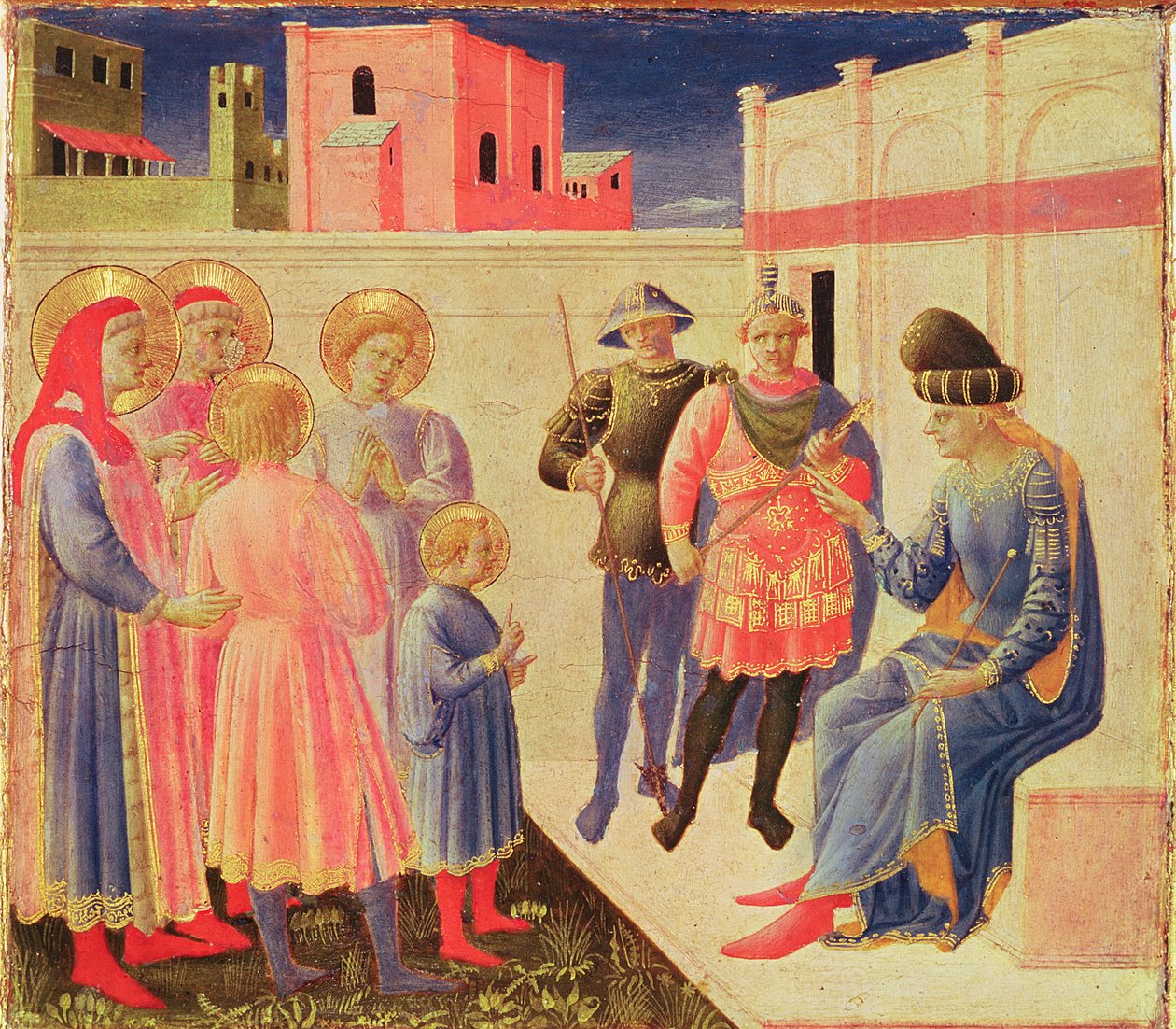 SS. Cosme e Damião Antes de Diocleciano, predella do Retábulo de Annalena, 1434 (têmpera no painel) de Fra Angelico
