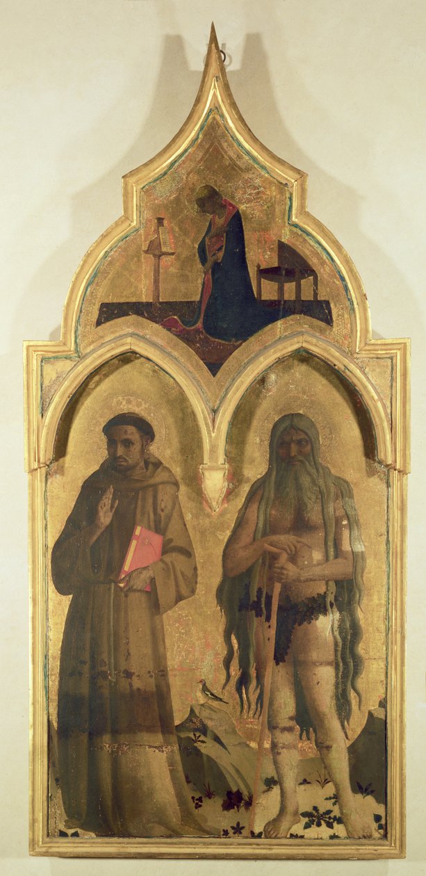 SS. Francis e Onuphrius, painel lateral de A Madona e Criança com o Tabernáculo da Santíssima Trindade, c.1430 (têmpera no painel) (ver também 94747-8) de Fra Angelico