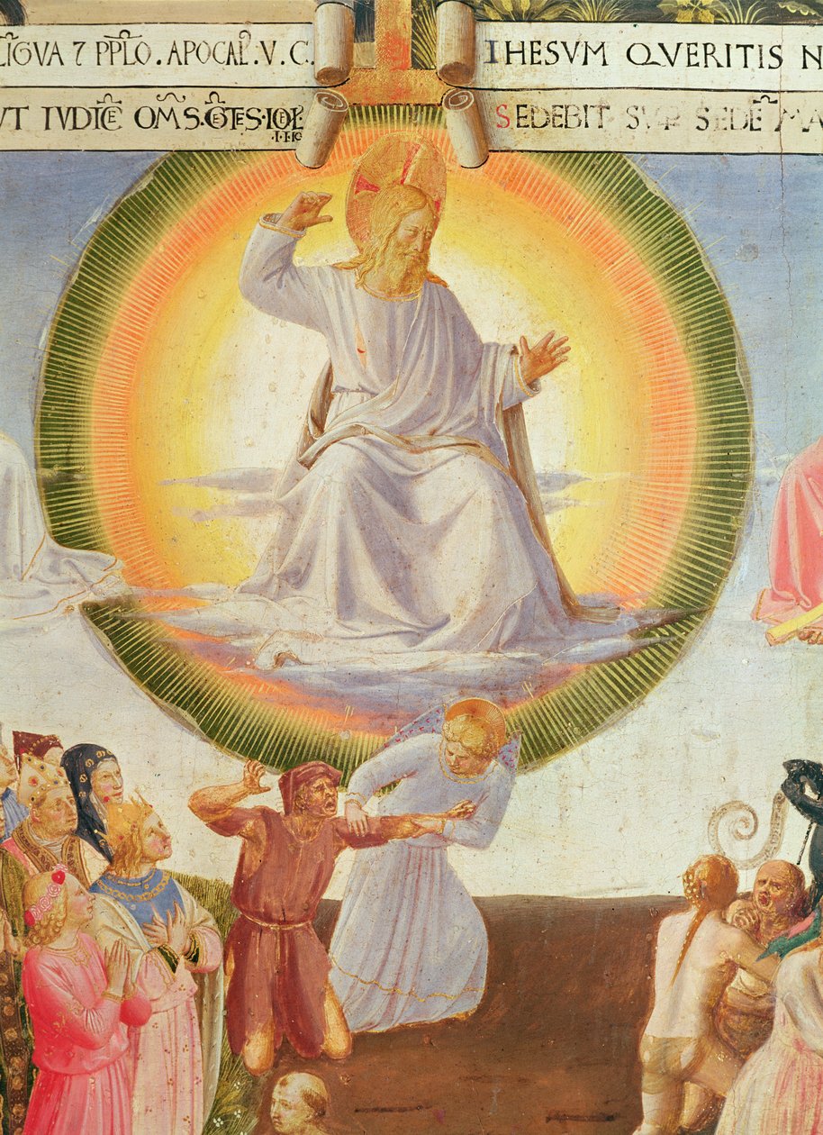 Cenas da Vida de Cristo, 3 º painel representando o detalhe do juízo final de Cristo, 1450-3 têmpera sobre madeira de Fra Angelico