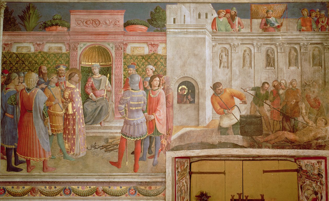 St.Lawrence antes de Décio e o martírio de St. Lawrence de Fra Angelico