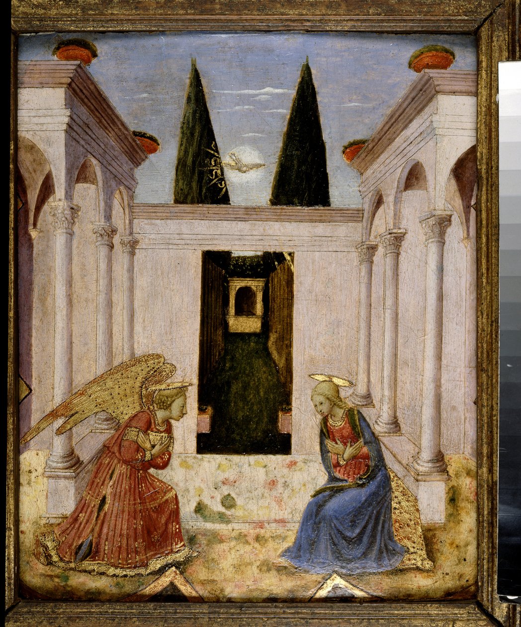A Anunciação (têmpera e douradura no painel) de Fra Angelico