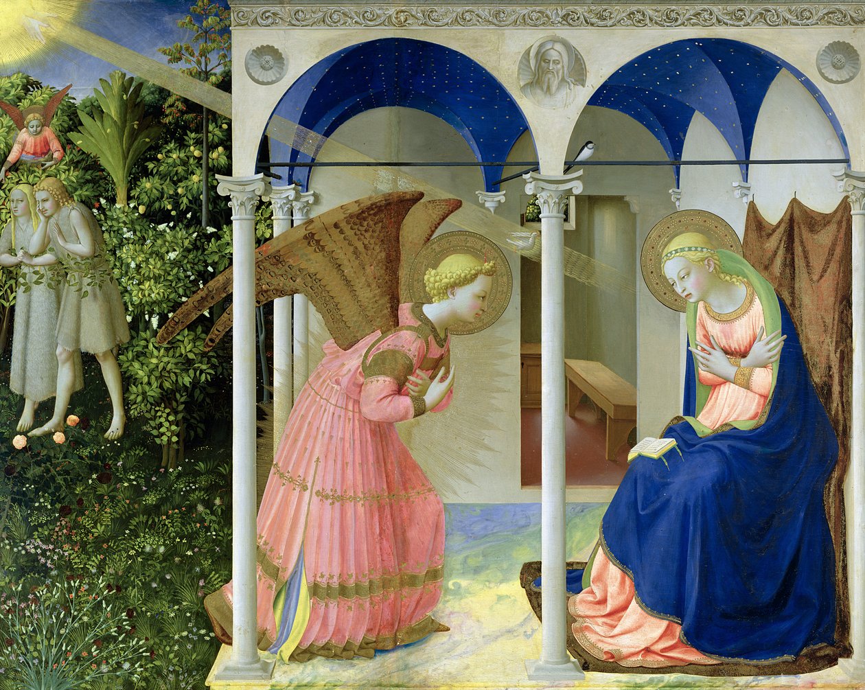 A Anunciação, 1426 (têmpera e ouro no painel) de Fra Angelico