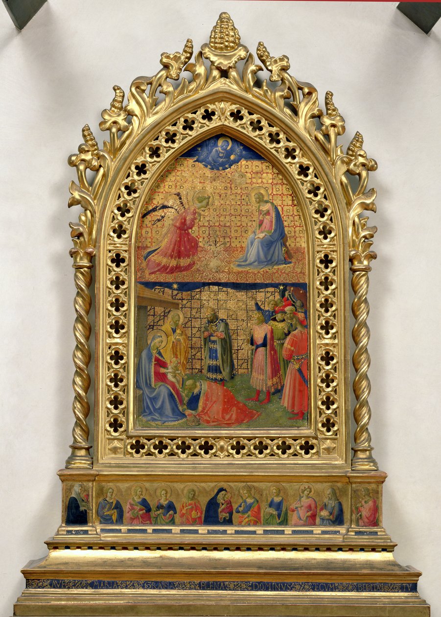 A Anunciação e a Adoração dos Magos (tempera no painel) de Fra Angelico