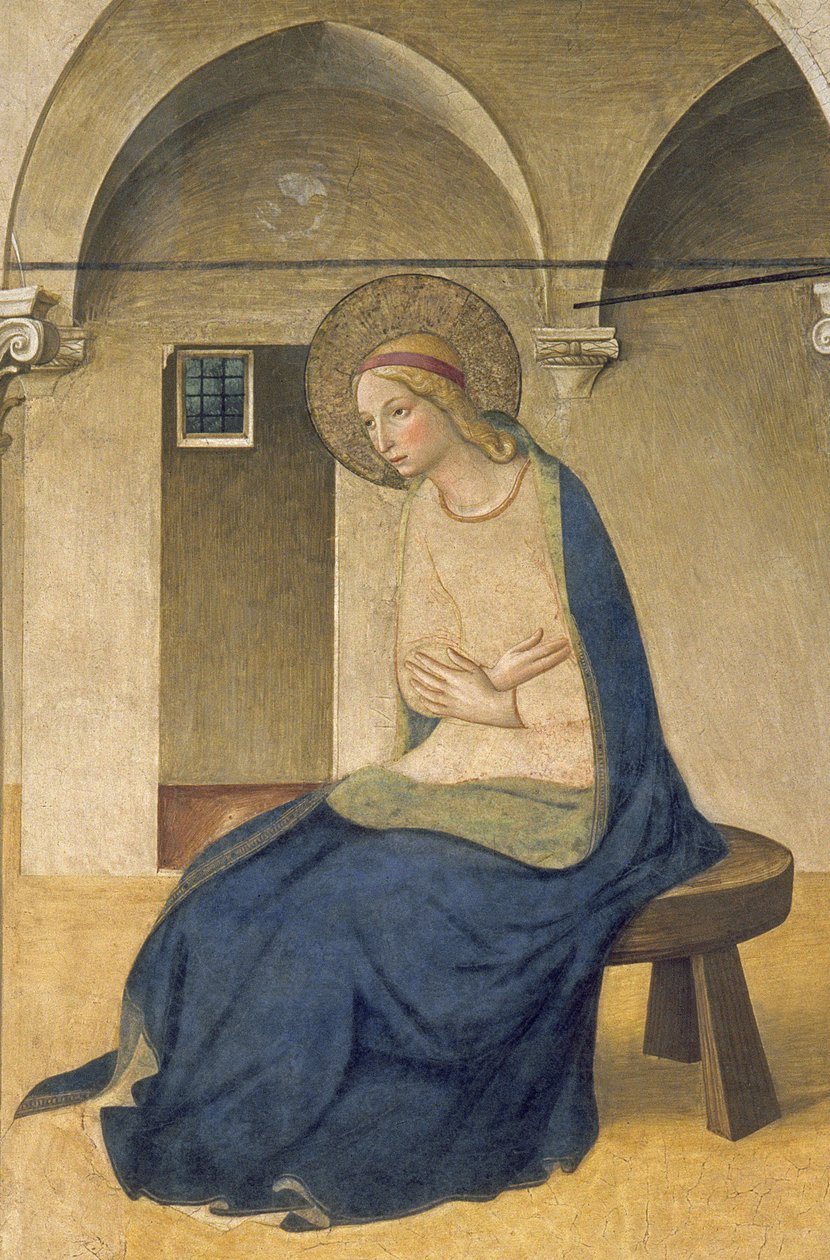 A Anunciação, detalhe c.1438-45 fresco de 29030 de Fra Angelico