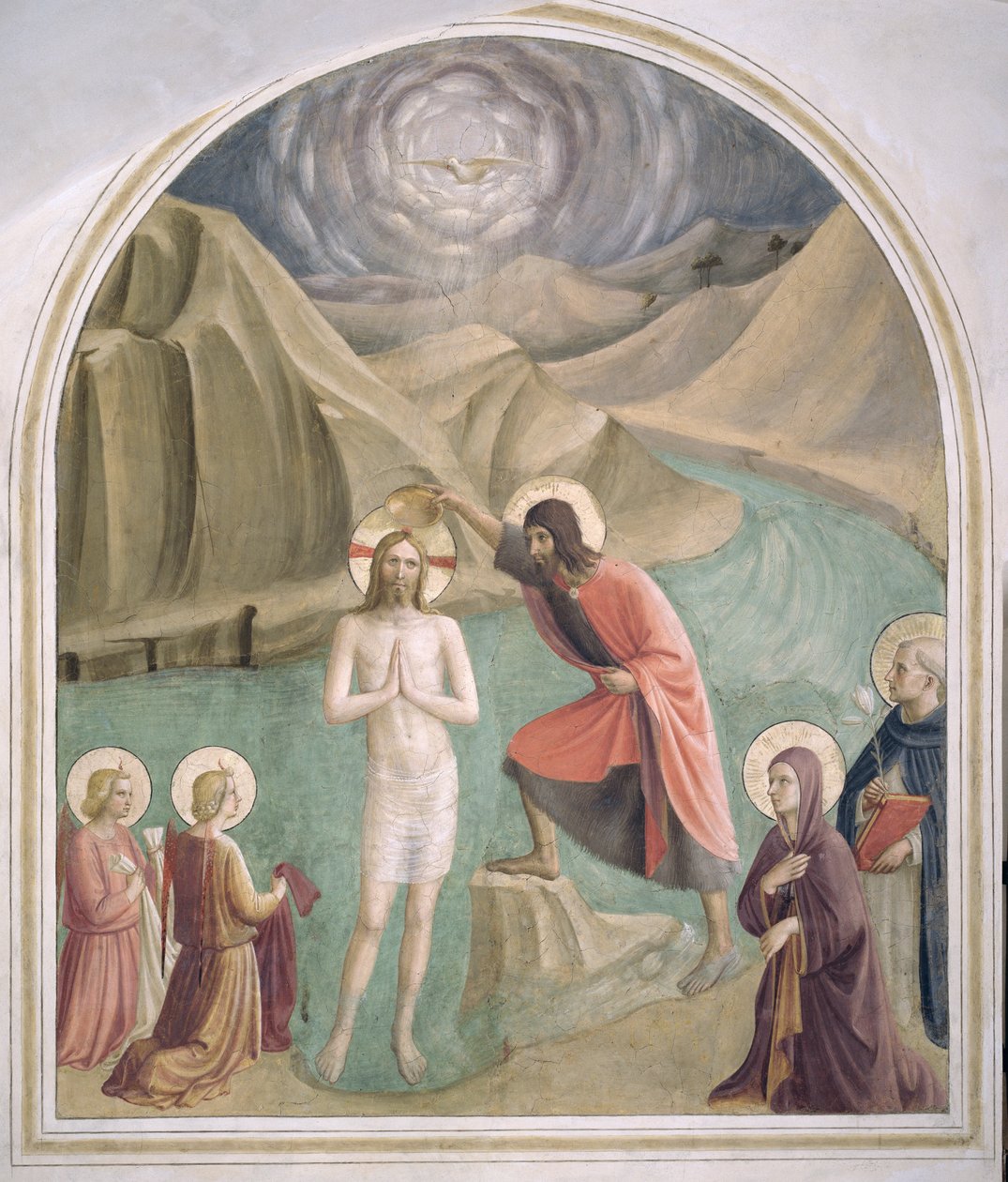 O batismo de Cristo, c.1438-45 de Fra Angelico