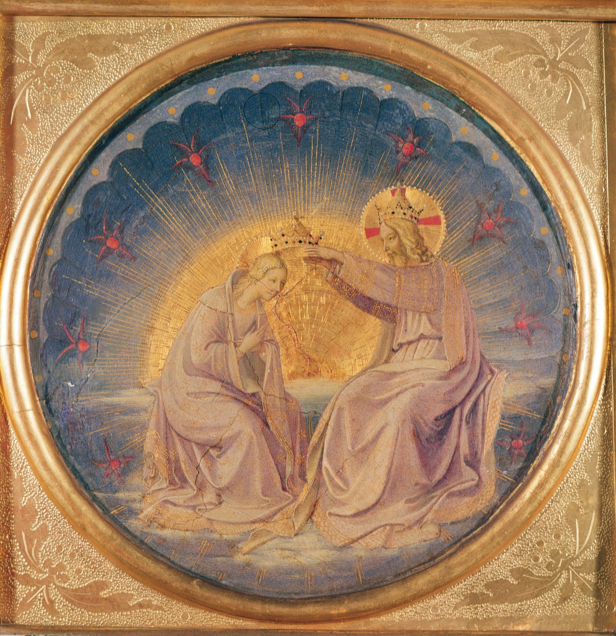 A Coroação da Virgem (tondo), c.1395 (óleo sobre madeira) de Fra Angelico