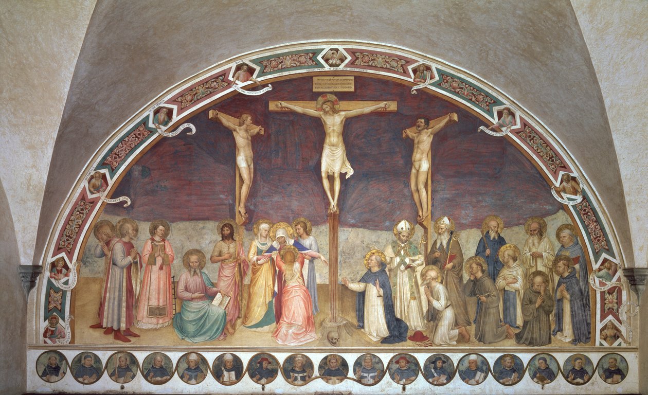 A Crucificação, com SS. Cosme, Damião, Francisco e Bernardo, 1442 de Fra Angelico