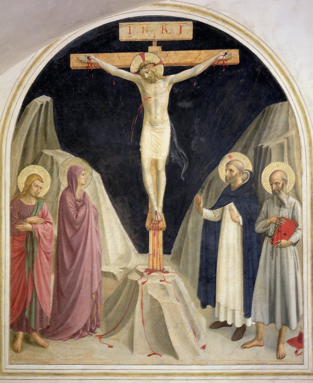 A Crucificação, com SS. Domingos e Jerônimo, 1442 de Fra Angelico