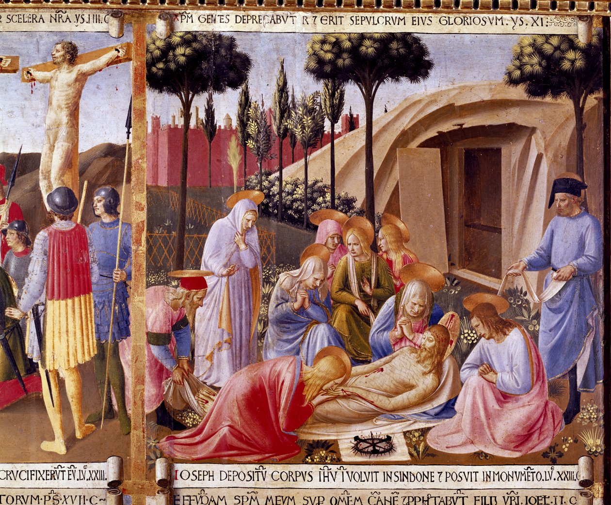 A Deposição, detalhe do painel quatro do Tesouro de Prata da Santissima Annunziata, c.1450-53 (têmpera no painel) de Fra Angelico