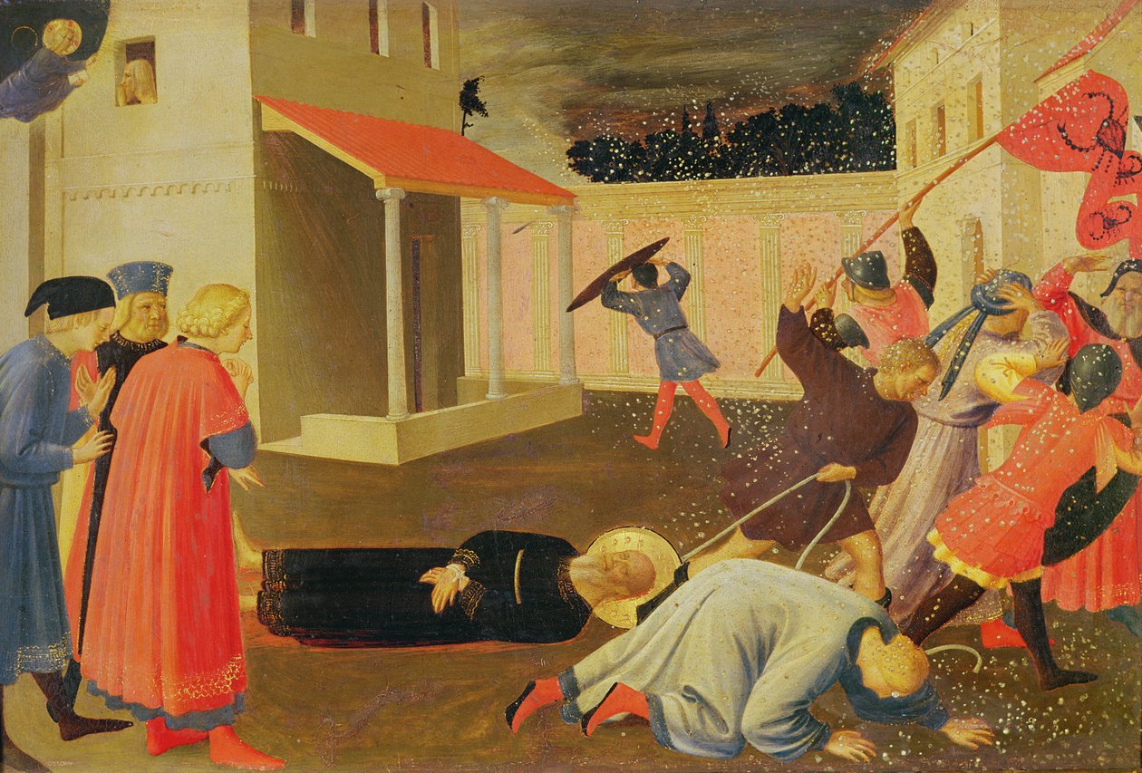 O martírio de São Marcos, predella do tríptico de Linaiuoli, 1433 (têmpera no painel) de Fra Angelico