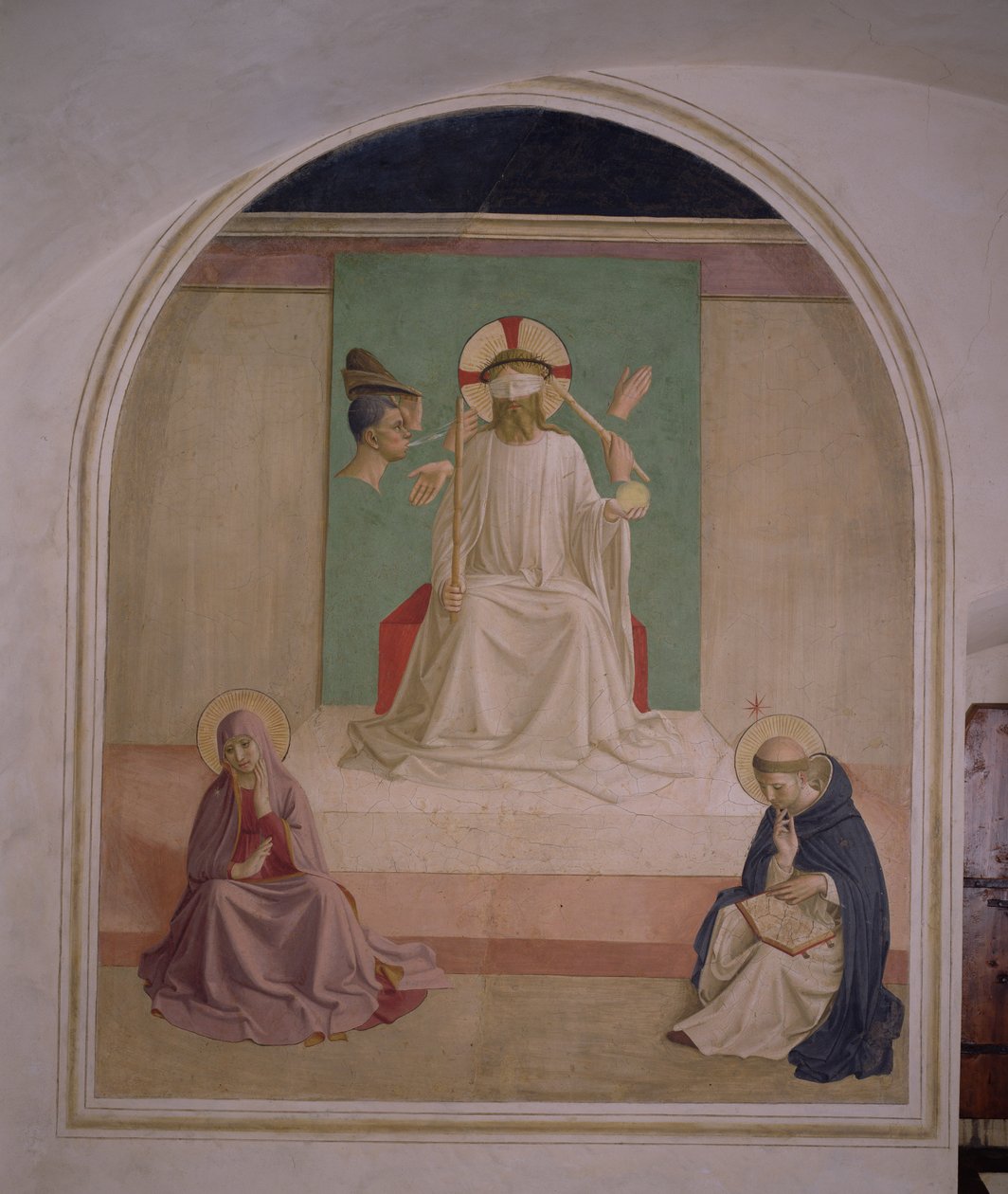 A zombaria de Cristo com a Virgem e São Domingos, 1442 de Fra Angelico