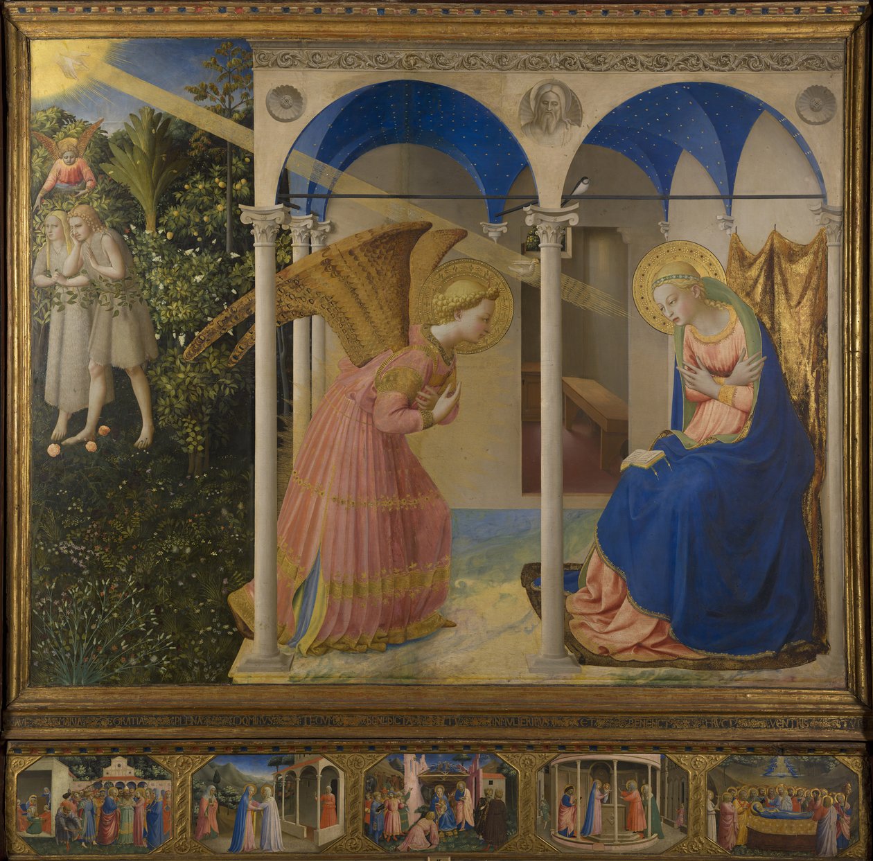 Anunciação a Maria, Retábulo com 5 Predellatafeln da vida de Maria, tábua principal, cena de Fra Angelico