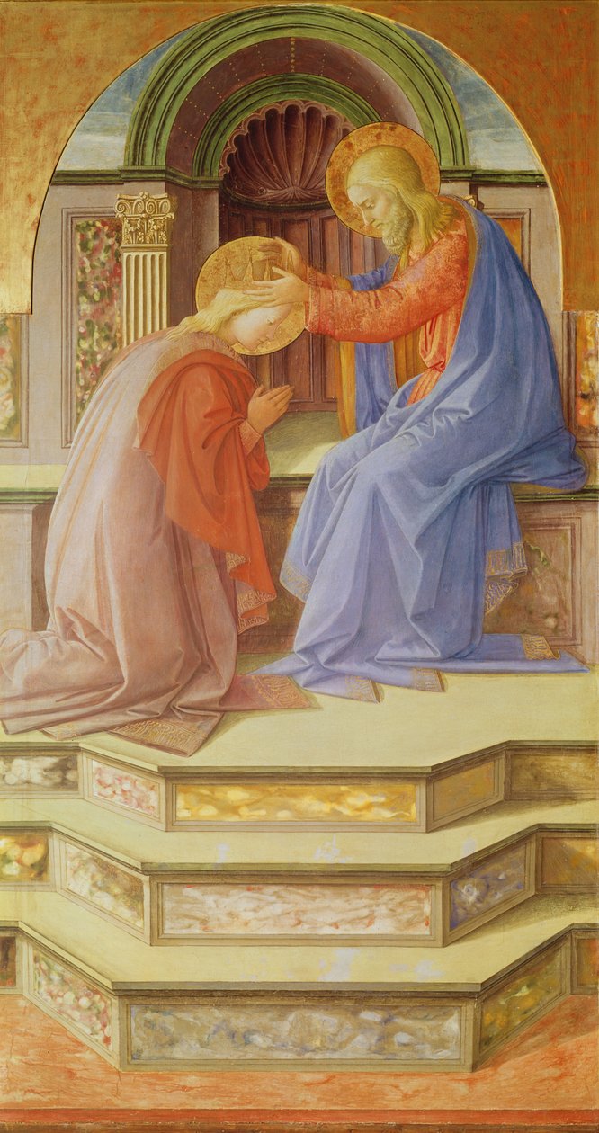 Tríptico representando a Coroação da Virgem, painel central: a Coroação da Virgem, 1441 (têmpera sobre madeira) de Fra Filippo Lippi
