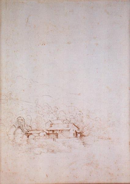 Uma Fazenda entre Árvores (verso) (caneta, tinta marrom e preta sobre papel) (para recto ver 152660) de Fra Bartolomeo