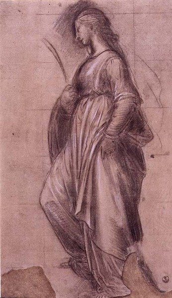 Estudo de Santa Catarina de Alexandria (giz com guache no papel) de Fra Bartolomeo