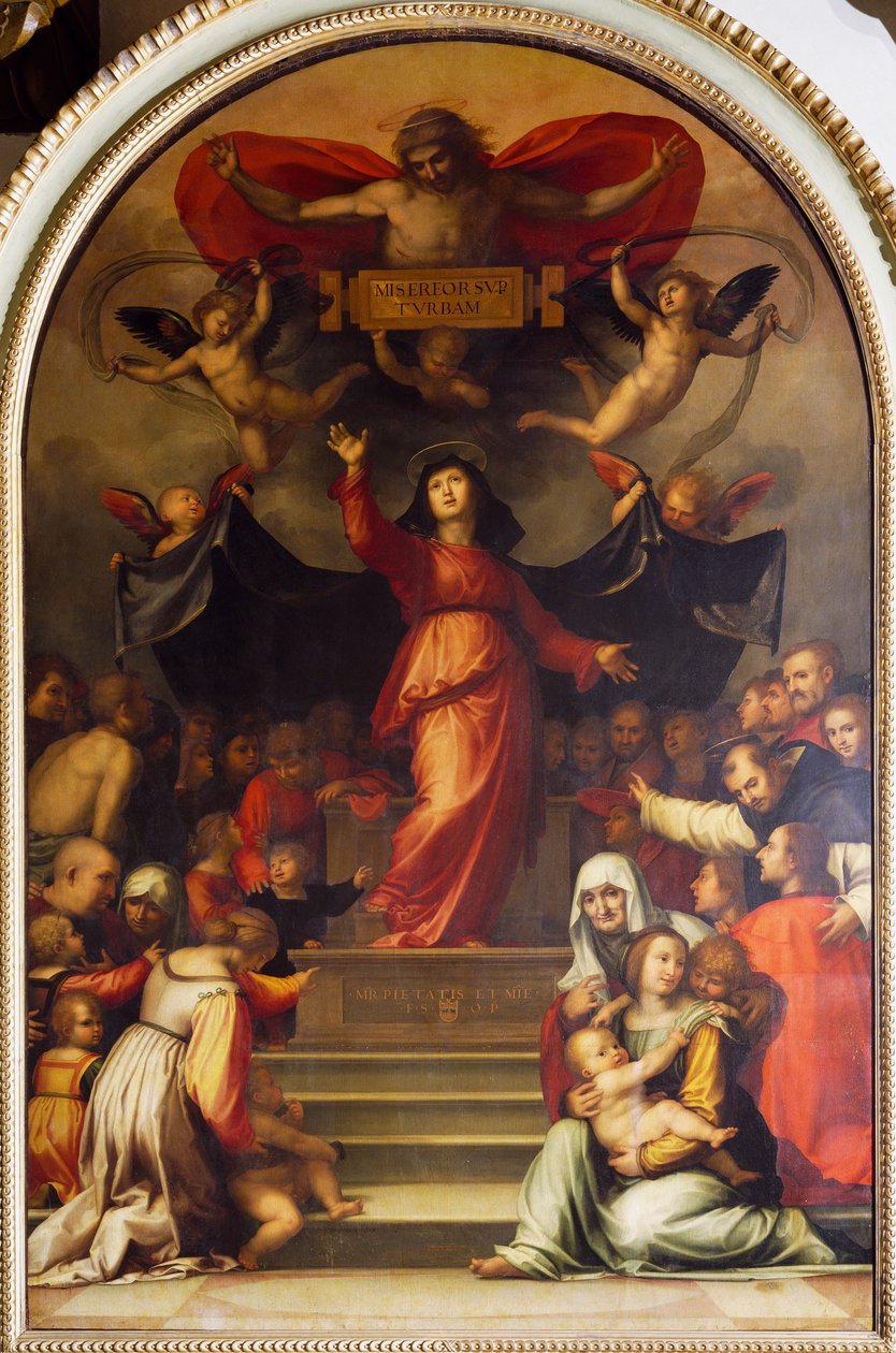 Nossa Senhora da Misericórdia, de Bartolomeo della Porta, conhecido como Fra Bartolomeo (1472-1517), pintura. de Fra (1472 1517) Bartolomeo
