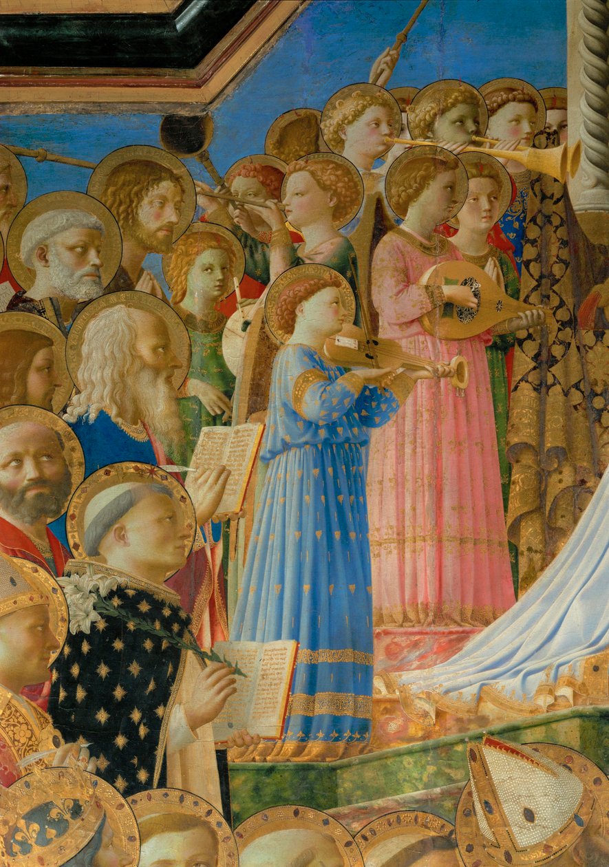 Le Couronnement de la Vierge - A coroação da Virgem, pintada para o mosteiro dominicano de Fiesole ... de Fra (c.1387-1455) Angelico