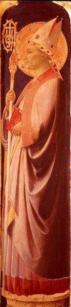 Santo Agostinho, pilastro do verso do painel direito do Altar de Santa Trinita, c.1434 (tempera no painel) de Fra  Angelico