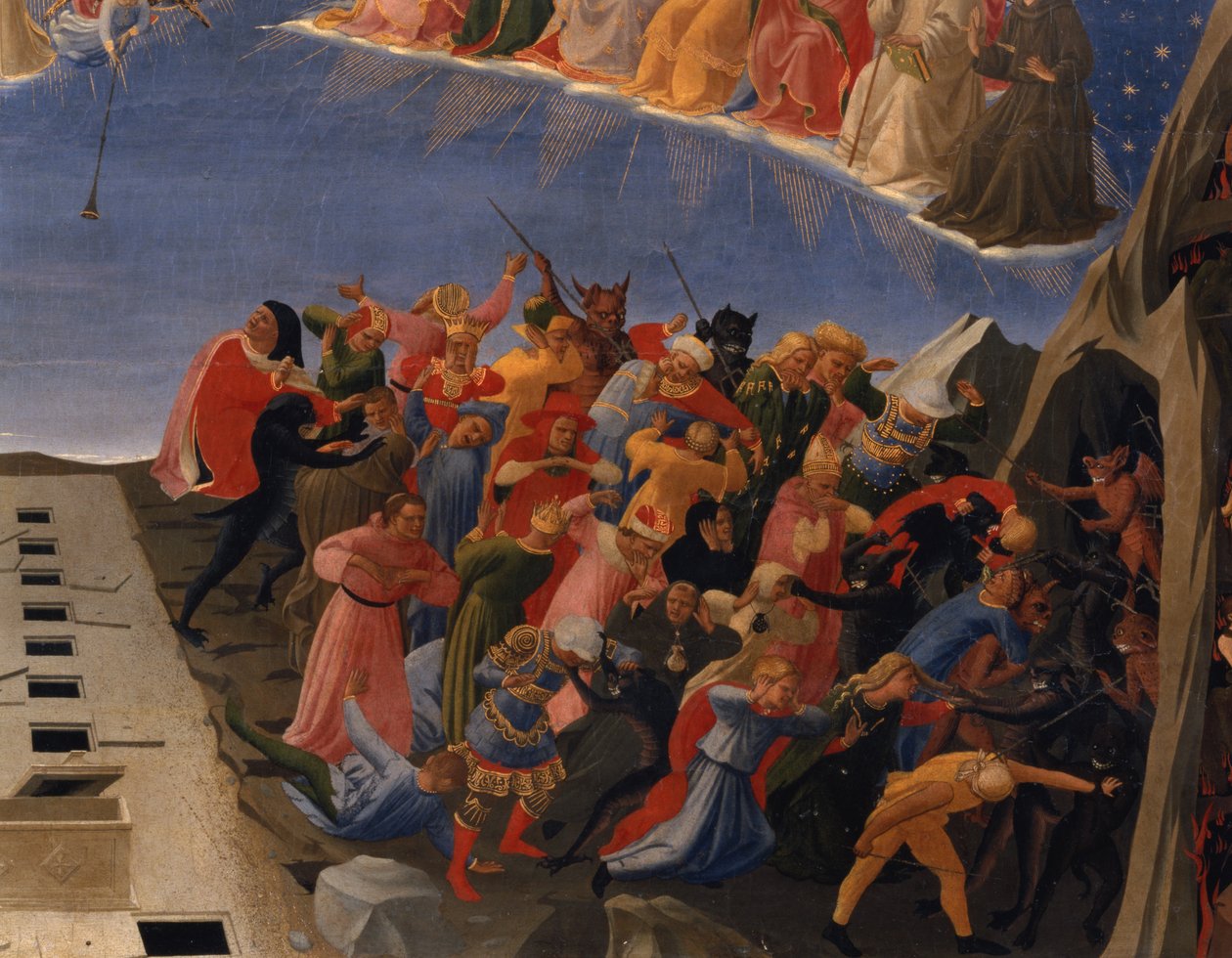 The Last Judgement, detalhe do condenado, c.1431 (tempera no painel) (detalhe de 49992) de Fra (c.1387 1455) Angelico