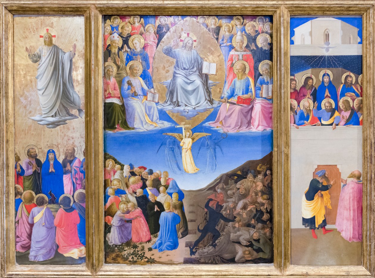 Tríptico (ascensão, último julgamento, pentecostes) de Fra (c.1387 1455) Angelico