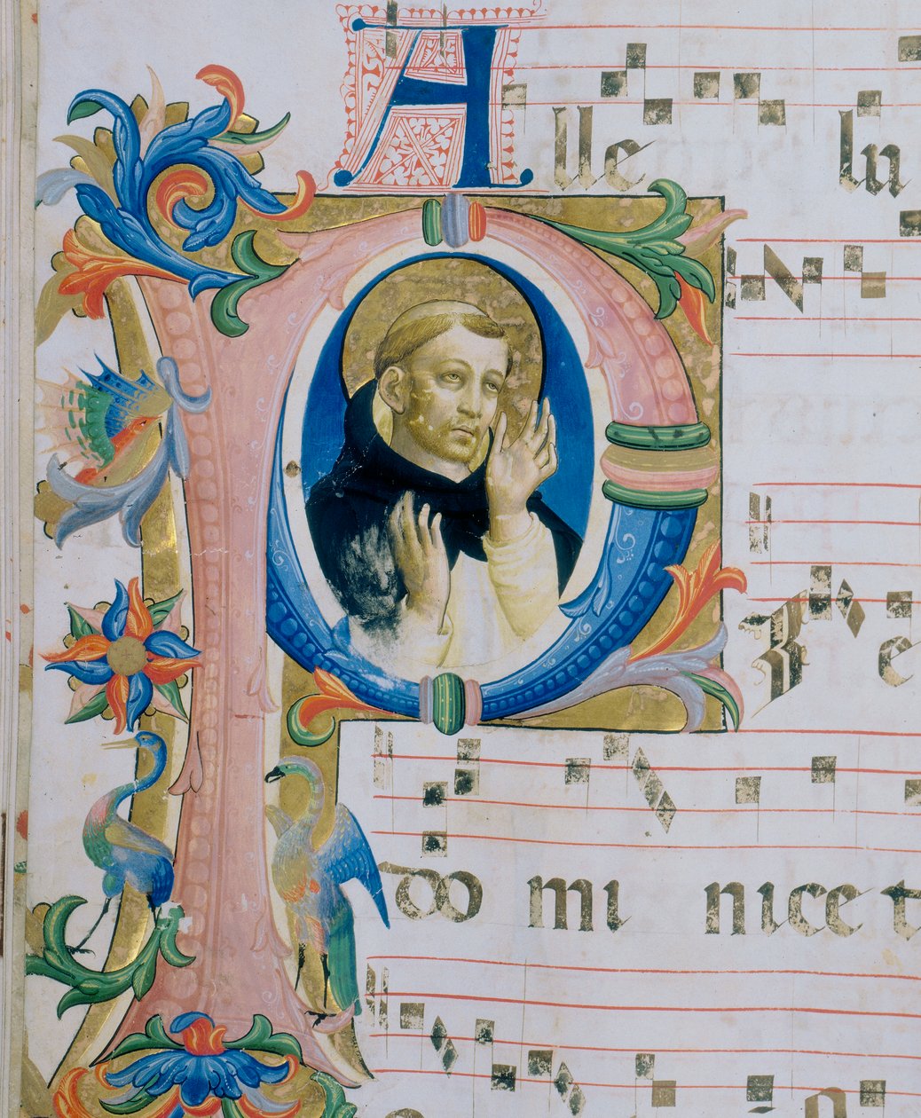 Um santo dominicano. Miniatura ilustrada em um Missal (c. 9, verso) de Fra  Angelico