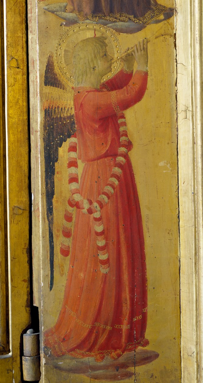 Anjo tocando trompete, detalhe do Tríptico de Linaiuoli de Fra  Angelico