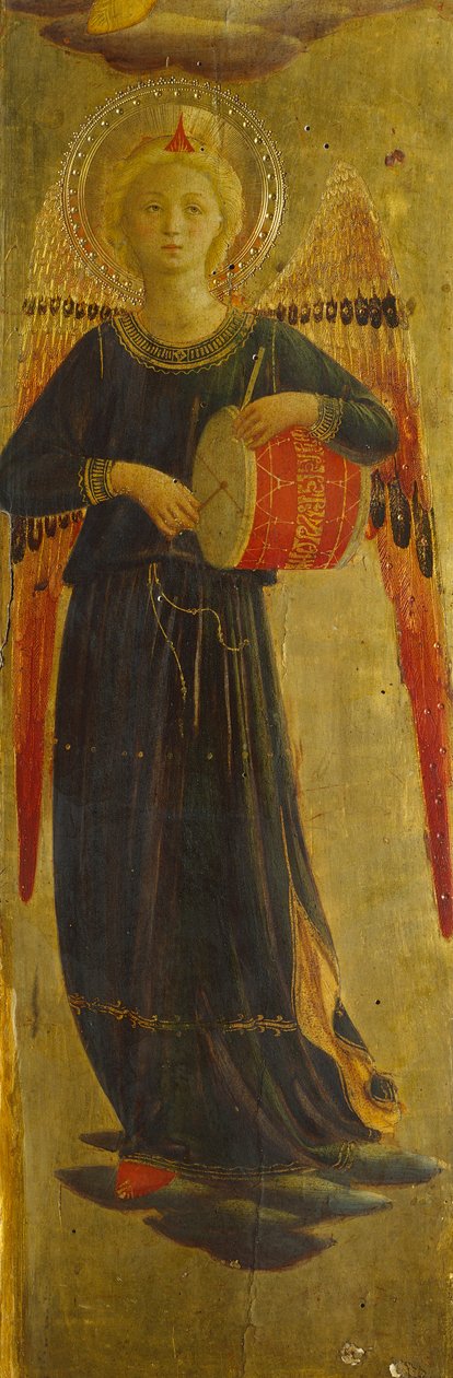 Músico anjo, detalhe da moldura interior, Tabernáculo dos Rastilhos de Linho de Fra (c.1387 1455) Angelico